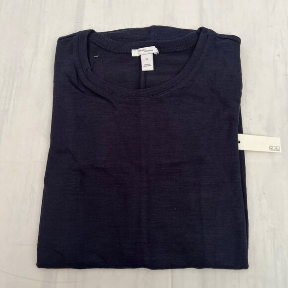 Daily ritual Women Cozy Standard-fit long Sleeve Shirttail Hem Crewneck Shirt XS - Picture 4 of 9